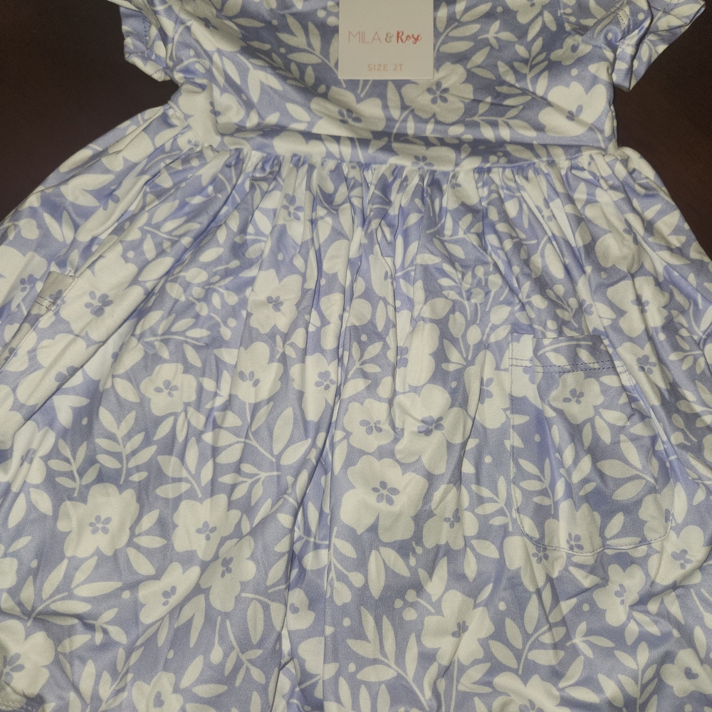 Mila & Rose Blossom Bliss Short Sleeve Twirl Lavender Floral Casual Dress 2T